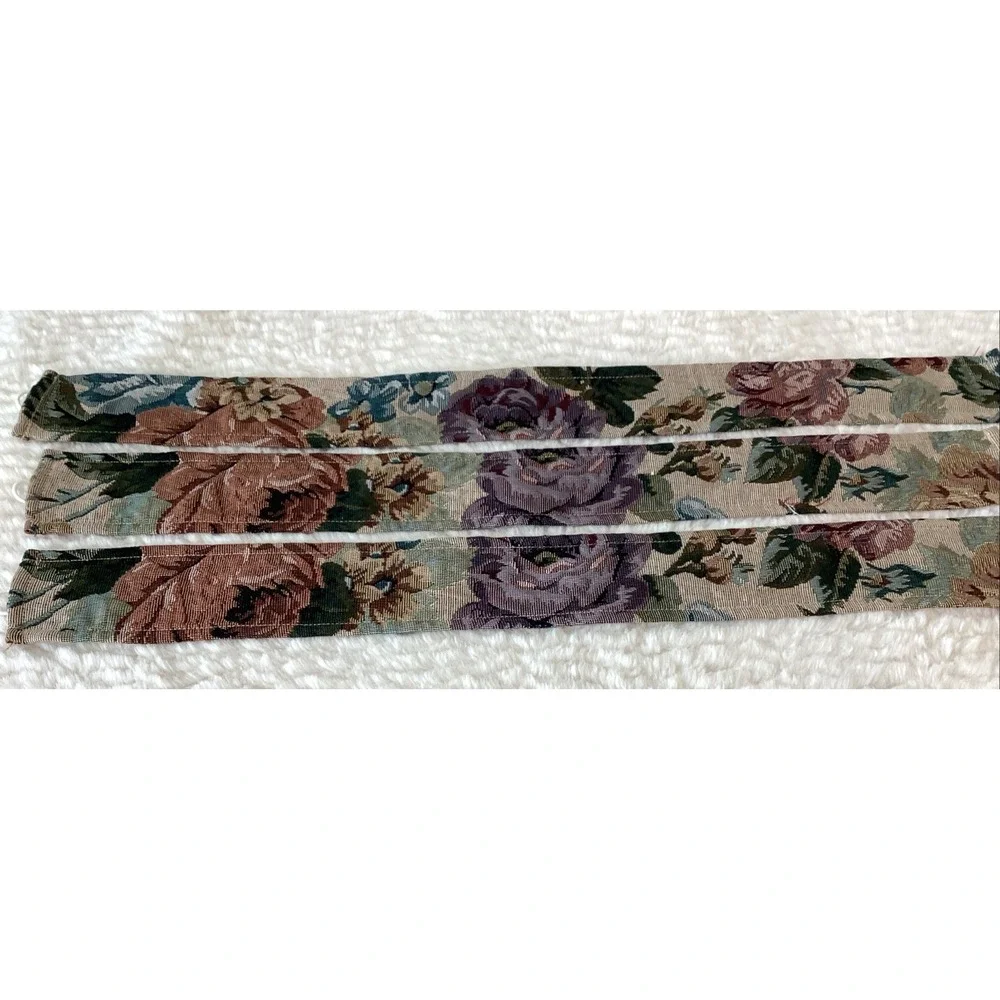 PB Brighton Tapestry King Shams (2) & (2) Window Toppers Floral Purple Rose